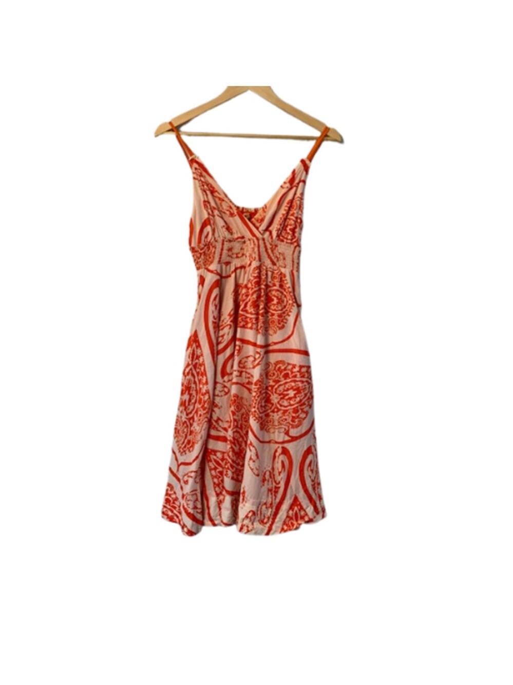 Anthropologie MAEVE Paisley Cotton Orange/Cream Sundress Dress | 2